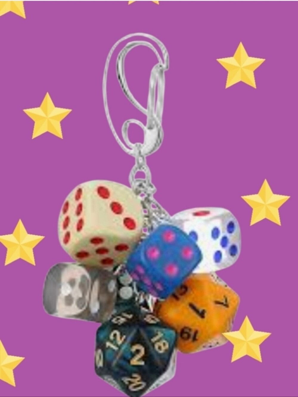 Multi-Die Keychain Charm - Colorful Dice Key & Card Holder